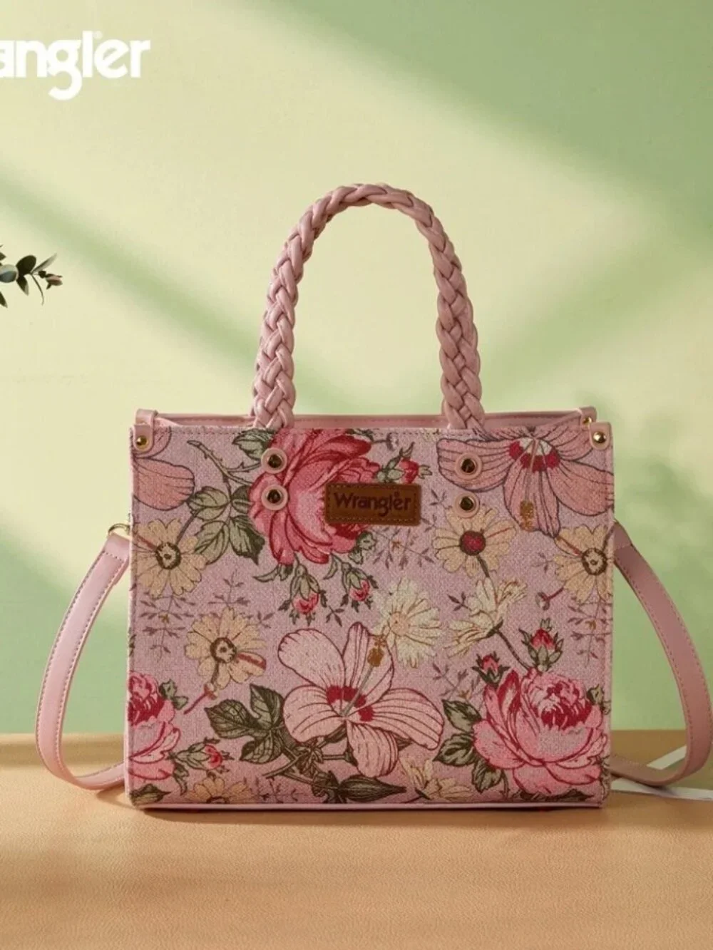 Wrangler Floral Print Braided Tote Bag Pink NWT